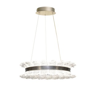 Lampa ledowa do salonu 120cm satyna nikiel 30W LED 3000, 4500,6500K kryształki bezbarwne TOLOSA