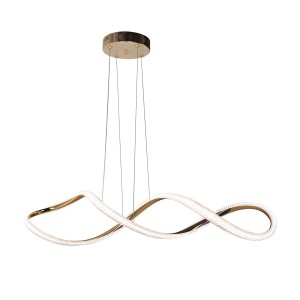 Lampa ledowa 120 cm złota 32W LED 3000, 4500, 6500K kryształki bezbarwne SNELLO
