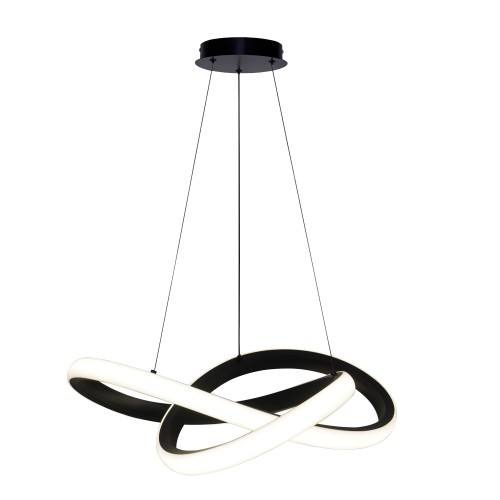 LAMPAMI - lampa sufitowa ledowa czarna wisząca 120 cm, lampa ledowa do salonu, lampa nad stół do jadalni, lampa na korytarz, czarna lampa ledowa 120 cm, lampa sufitowa elegancka czarna SPLOT 28W LED