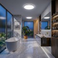 LAMPAMI - lampa sufitowa do łazienki ledowa biała IP54,  lampa sufitowa do kuchni, lampa do łazienki, lampa na korytarz, lampa łazienkowa sufitowa, plafon sufitowy biały Hugo CCT IP54
