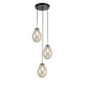 LAMPAMI - lampa do jadalni nad stół wisząca potrójna czarna, lampa sufitowa kule szklane, lampa sufitowa wisząca czarna FONDI
