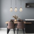 LAMPAMI - lampa do jadalni nad stół wisząca potrójna czarna, lampa sufitowa kule szklane, lampa sufitowa wisząca czarna FONDI