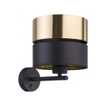 Czarny kinkiet ścienny klasyczny ze złotym dekorem 1xE27 HILTON BLACK/GOLD