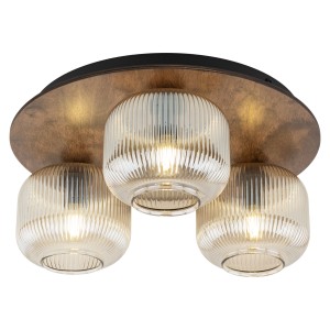 Lampa do salonu sufitowa szkło ryflowane 3xE14 SALVIA BROWN 