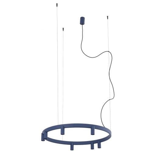 LAMPAMI - nowoczesny żyrandol do salonu, granatowa lampa, duży nowoczesny żyrandol do salonu, żyrandol do salonu dający dużo światła FOURTY ROUND LED NOWODVORSKI
