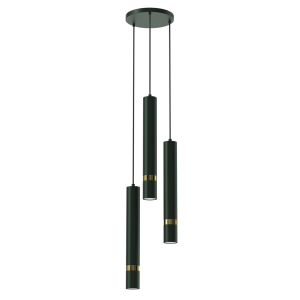 Zielona lampa wisząca tuby sufitowe ze złotym 3xGU10 JOKER GREEN GOLD