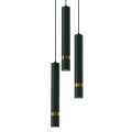 LAMPAMI - zielona lampa wisząca tuby sufitowe, modna lampa tuby sufitowe, potrójna lampa wisząca zielona, lampa do salonu, lampa do jadalni nad stół, lampa dekoracyjna wisząca JOKER GREEN/GOLD