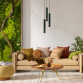 LAMPAMI - zielona lampa wisząca tuby sufitowe, modna lampa tuby sufitowe, potrójna lampa wisząca zielona, lampa do salonu, lampa do jadalni nad stół, lampa dekoracyjna wisząca JOKER GREEN/GOLD