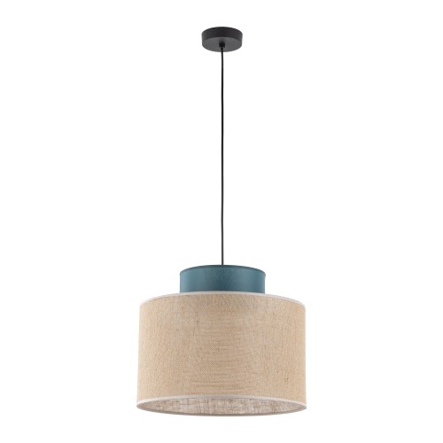 LAMPAMI - lampa wisząca pojedyncza, lampa wisząca beżowa, lampa do salonu, lampa do kuchni wisząca, lampa do sypialni wisząca przy łóżku, lampa sufitowa pojedyncza wisząca długa DUO JUTA GREEN
