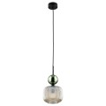 LAMPAMI - lampa wisząca do sypialni przy łóżku szkło ryflowane, lampa sufitowa pojedyncza wisząca, lampa do salonu, lampa do kuchni wisząca, lampa do jadalni SOPHIA GREEN COGNAC