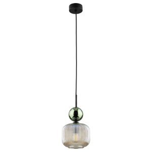 Lampa wisząca do sypialni przy łóżku szkło ryflowane 150 cm 1xE14 SOPHIA GREEN COGNAC