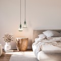 LAMPAMI - lampa wisząca do sypialni przy łóżku szkło ryflowane, lampa sufitowa pojedyncza wisząca, lampa do salonu, lampa do kuchni wisząca, lampa do jadalni SOPHIA GREEN COGNAC