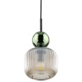 LAMPAMI - lampa wisząca do sypialni przy łóżku szkło ryflowane, lampa sufitowa pojedyncza wisząca, lampa do salonu, lampa do kuchni wisząca, lampa do jadalni SOPHIA GREEN COGNAC
