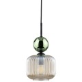 LAMPAMI - lampa wisząca do sypialni przy łóżku szkło ryflowane, lampa sufitowa pojedyncza wisząca, lampa do salonu, lampa do kuchni wisząca, lampa do jadalni SOPHIA GREEN COGNAC