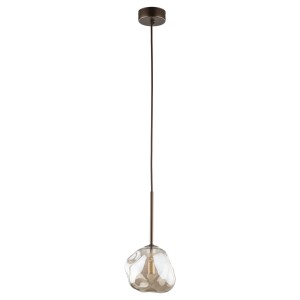 Lampa wisząca pojedyncza kula szklana nieregularna 150 cm 1xG9 LAVA BROWN