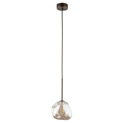 LAMPAMI - lampa wisząca pojedyncza kula szklana nieregularna, lampa sufitowa pojedyncza wisząca,  lampa do salonu, lampa do jadalni nad stół, lampa do sypialni wisząca przy łóżku LAVA BROWN