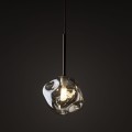 LAMPAMI - lampa wisząca pojedyncza kula szklana nieregularna, lampa sufitowa pojedyncza wisząca,  lampa do salonu, lampa do jadalni nad stół, lampa do sypialni wisząca przy łóżku LAVA BROWN