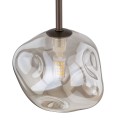 LAMPAMI - lampa wisząca pojedyncza kula szklana nieregularna, lampa sufitowa pojedyncza wisząca,  lampa do salonu, lampa do jadalni nad stół, lampa do sypialni wisząca przy łóżku LAVA BROWN