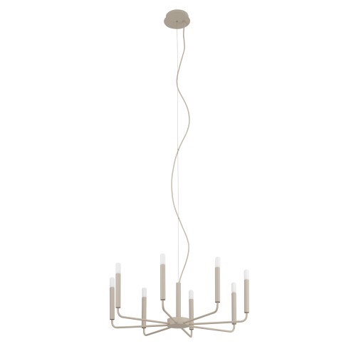 LAMPAMI - nowoczesny żyrandol do salonu świecznikowy, lampa wisząca do wysokiego salonu, nowoczesny żyrandol do salonu, beżowa lampa wisząca modern classic, oświetlenie do jadalni nad stół, oświetlenie do salonu, oświetlenie korytarza - ORTO NOWODVORSKI