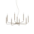 LAMPAMI - nowoczesny żyrandol do salonu świecznikowy, lampa wisząca do wysokiego salonu, nowoczesny żyrandol do salonu, beżowa lampa wisząca modern classic, oświetlenie do jadalni nad stół, oświetlenie do salonu, oświetlenie korytarza - ORTO NOWODVORSKI