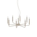 LAMPAMI - nowoczesny żyrandol do salonu świecznikowy, lampa wisząca do wysokiego salonu, nowoczesny żyrandol do salonu, beżowa lampa wisząca modern classic, oświetlenie do jadalni nad stół, oświetlenie do salonu, oświetlenie korytarza - ORTO NOWODVORSKI