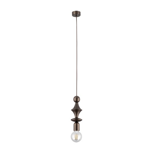LAMPAMI - lampa dekoracyjna wisząca pojedyncza brązowa, lampa wisząca pojedyncza, lampa wisząca do sypialni przy łóżku, designerska lampa wisząca, długa lampa wisząca TOWER BROWN