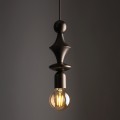 LAMPAMI - lampa dekoracyjna wisząca pojedyncza brązowa, lampa wisząca pojedyncza, lampa wisząca do sypialni przy łóżku, designerska lampa wisząca, długa lampa wisząca TOWER BROWN