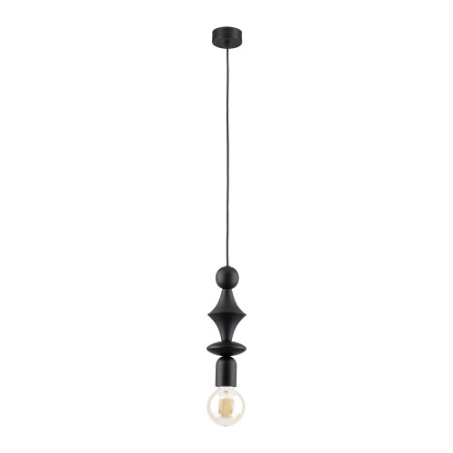 LAMPAMI - lampa dekoracyjna wisząca pojedyncza czarna, ładna lampa do salonu, lampa dekoracyjna czarna, lampa wisząca pojedyncza czarna TOWER BLACK