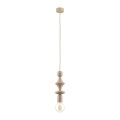 LAMPAMI - lampa dekoracyjna wisząca pojedyncza beżowa, lampa do salonu, lampa do gabinetu, lampa na przedpokój, lampa wisząca pojedyncza ozdobna, długa lampa wisząca beżowa TOWER SABIA