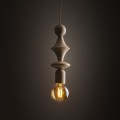 LAMPAMI - lampa dekoracyjna wisząca pojedyncza beżowa, lampa do salonu, lampa do gabinetu, lampa na przedpokój, lampa wisząca pojedyncza ozdobna, długa lampa wisząca beżowa TOWER SABIA