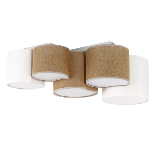 LAMPAMI - lampa przysufitowa do sypialni beżowa, modna lampa, przytulna lampa do sypialni, lampa do kuchni, ładna lampa do salonu, lampa sufitowa plafon, lampa sufitowa do pokoju dziecka MONA JUTA