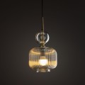 LAMPAMI - lampa wisząca do sypialni, lampa wisząca nad stół w jadalni, przytulna lampa do sypialni, modna lampa do salonu, lampa kula szklana bursztynowa ryflowana SOPHIA COGNAC