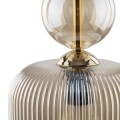 LAMPAMI - lampa wisząca do sypialni, lampa wisząca nad stół w jadalni, przytulna lampa do sypialni, modna lampa do salonu, lampa kula szklana bursztynowa ryflowana SOPHIA COGNAC