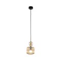 LAMPAMI - lampa wisząca do sypialni, lampa wisząca nad stół w jadalni, przytulna lampa do sypialni, modna lampa do salonu, lampa kula szklana bursztynowa ryflowana SOPHIA COGNAC