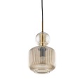 LAMPAMI - lampa wisząca do sypialni, lampa wisząca nad stół w jadalni, przytulna lampa do sypialni, modna lampa do salonu, lampa kula szklana bursztynowa ryflowana SOPHIA COGNAC