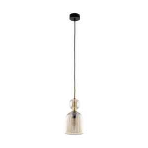 Lampa dekoracyjna wisząca szkło ryflowane 150 cm 1xE14 SOPHIA COGNAC