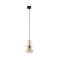 LAMPAMI - lampa wisząca do sypialni, lampa szklana kula ryflowana, lampa wisząca kula szklana, przytulna lampa do sypialni, modna lampa do salonu, lampa nad stołem w jadalni SOPHIA COGNAC