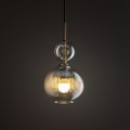 LAMPAMI - lampa wisząca do sypialni, lampa szklana kula ryflowana, lampa wisząca kula szklana, przytulna lampa do sypialni, modna lampa do salonu, lampa nad stołem w jadalni SOPHIA COGNAC