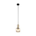 LAMPAMI - lampa wisząca do sypialni, lampa szklana kula ryflowana, lampa wisząca kula szklana, przytulna lampa do sypialni, modna lampa do salonu, lampa nad stołem w jadalni SOPHIA COGNAC