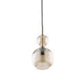LAMPAMI - lampa wisząca do sypialni, lampa szklana kula ryflowana, lampa wisząca kula szklana, przytulna lampa do sypialni, modna lampa do salonu, lampa nad stołem w jadalni SOPHIA COGNAC