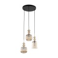 LAMPAMI - lampa sufitowa wisząca 3 punktowa, lampa do salonu, przytulna lampa do sypialni nad łóżkiem, lampa wisząca nad stół do jadalni, lampa do pokoju gościnnego, czarna lampa wisząca SOPHIA COGNAC