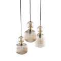 LAMPAMI - lampa sufitowa wisząca 3 punktowa, lampa do salonu, przytulna lampa do sypialni nad łóżkiem, lampa wisząca nad stół do jadalni, lampa do pokoju gościnnego, czarna lampa wisząca SOPHIA COGNAC