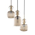LAMPAMI - lampa sufitowa wisząca 3 punktowa, lampa do salonu, przytulna lampa do sypialni nad łóżkiem, lampa wisząca nad stół do jadalni, lampa do pokoju gościnnego, czarna lampa wisząca SOPHIA COGNAC