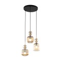 LAMPAMI - lampa sufitowa wisząca 3 punktowa, lampa do salonu, przytulna lampa do sypialni nad łóżkiem, lampa wisząca nad stół do jadalni, lampa do pokoju gościnnego, czarna lampa wisząca SOPHIA COGNAC