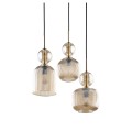 LAMPAMI - lampa sufitowa wisząca 3 punktowa, lampa do salonu, przytulna lampa do sypialni nad łóżkiem, lampa wisząca nad stół do jadalni, lampa do pokoju gościnnego, czarna lampa wisząca SOPHIA COGNAC