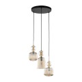 LAMPAMI - lampa sufitowa wisząca 3 punktowa, lampa do salonu, przytulna lampa do sypialni nad łóżkiem, lampa wisząca nad stół do jadalni, lampa do pokoju gościnnego, czarna lampa wisząca SOPHIA COGNAC