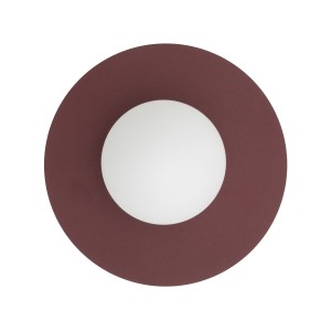 Kinkiet ścienny okrągły płaski klosz biała kula 1xG9 SATURN M burgund