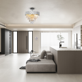 LAMPAMI - żyrandol do salonu z kryształkami srebrny, duży nowoczesny żyrandol do salonu przysufitowy, nowoczesny żyrandol glamour, lampa sufitowa CARISMA CHROME