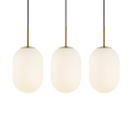 LAMPAMI - lampa nad stół do jadalni złota wisząca kule, elegancka lampa wisząca potrójna, klosze białe kule, lampa wisząca ALIAS GOLD