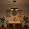 LAMPAMI - żyrandol ledowy czarny nowoczesny, duży nowoczesny żyrandol do salonu, żyrandol do salonu dający dużo światła, lampa wisząca nad stół w jadalni, żyrandol wiszący nowoczesny Union Czarny 40W LED